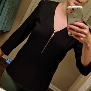 Express Black Zipper Top